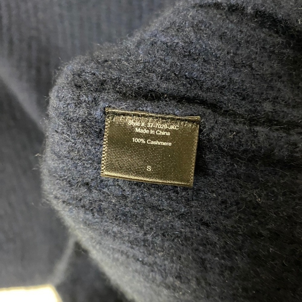 Jenni Kayne 100% Cashmere Fisherman Ribbed Crewneck Sweater Navy Blue Small - Picture 7 of 8